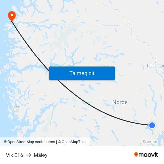 Vik E16 to Måløy map