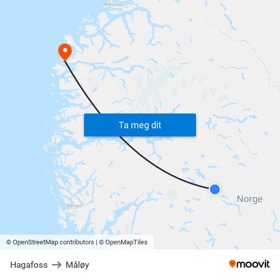 Hagafoss to Måløy map