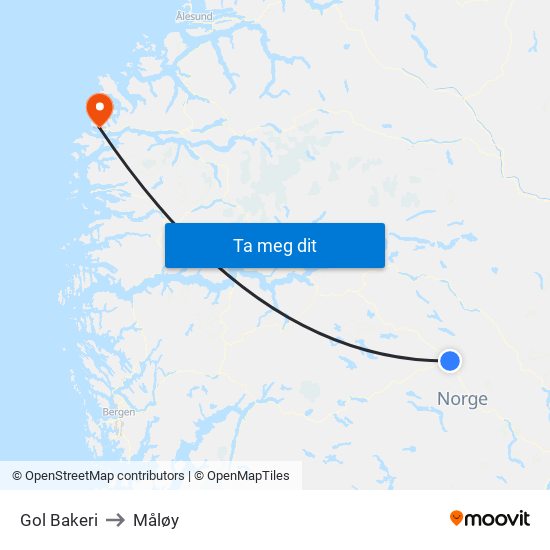 Gol Bakeri to Måløy map