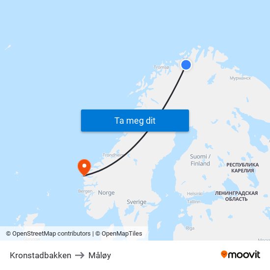 Kronstadbakken to Måløy map