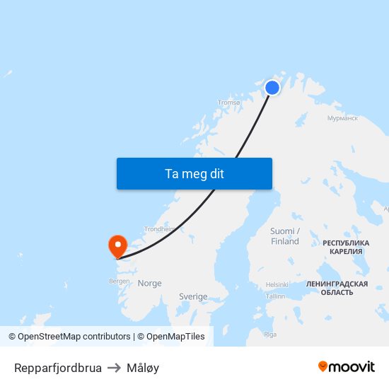 Repparfjordbrua to Måløy map