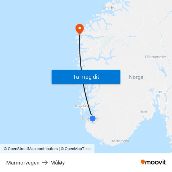 Marmorvegen to Måløy map