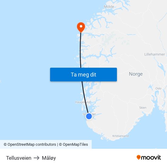 Tellusveien to Måløy map