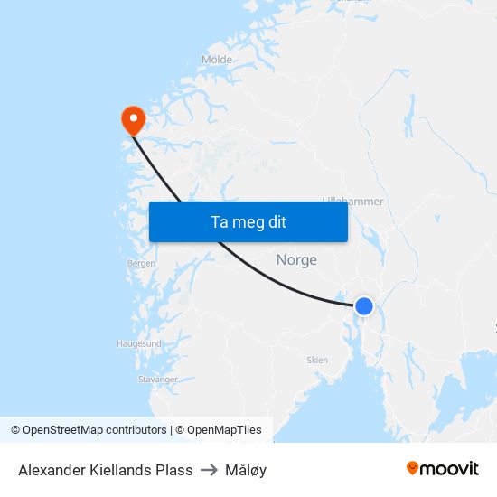 Alexander Kiellands Plass to Måløy map