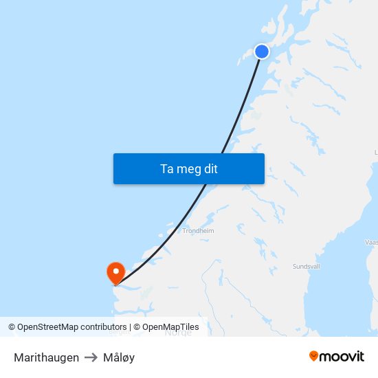 Marithaugen to Måløy map