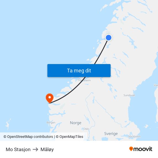 Mo Stasjon to Måløy map