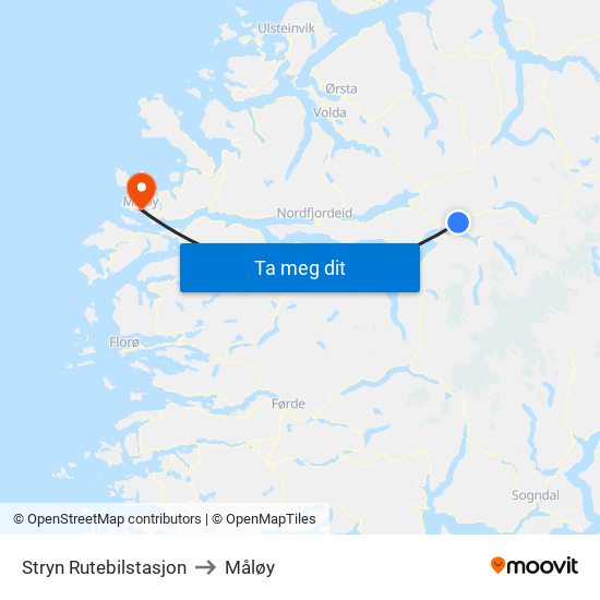 Stryn Rutebilstasjon to Måløy map