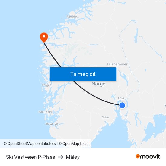 Ski Vestveien P-Plass to Måløy map