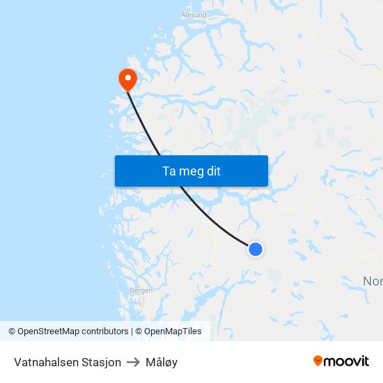 Vatnahalsen Stasjon to Måløy map