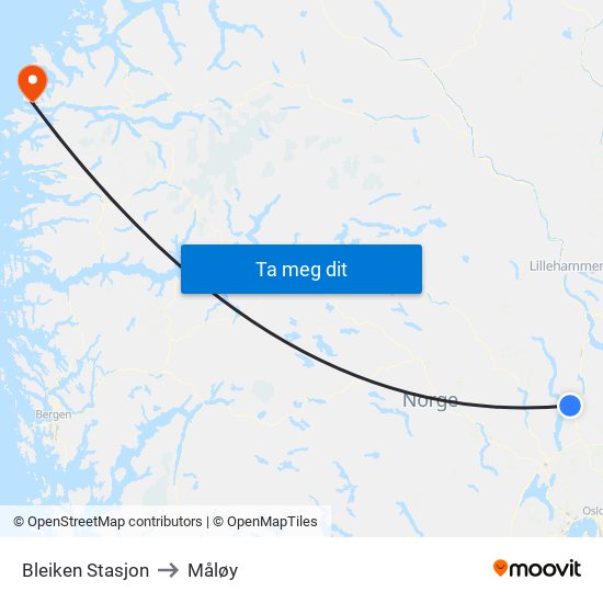 Bleiken Stasjon to Måløy map