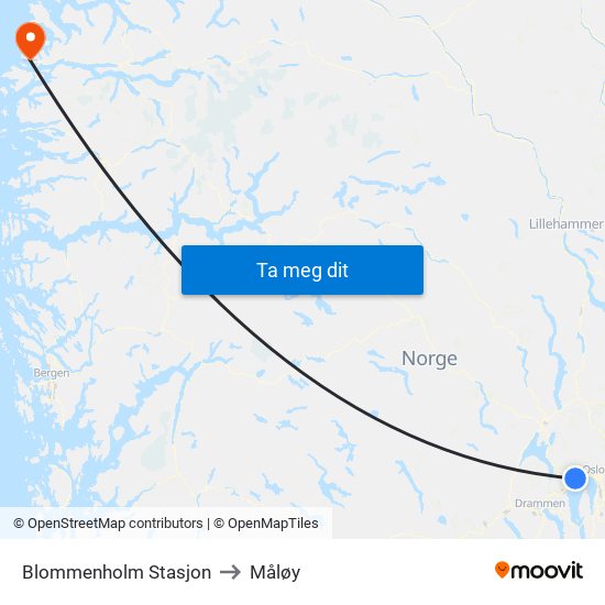 Blommenholm Stasjon to Måløy map