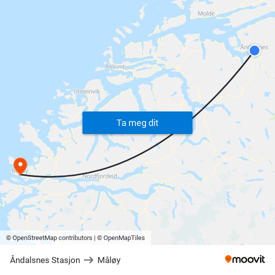 Åndalsnes Stasjon to Måløy map
