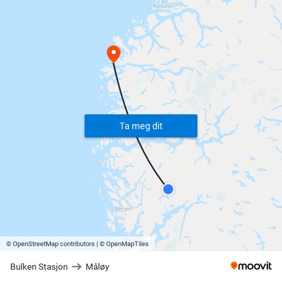 Bulken Stasjon to Måløy map