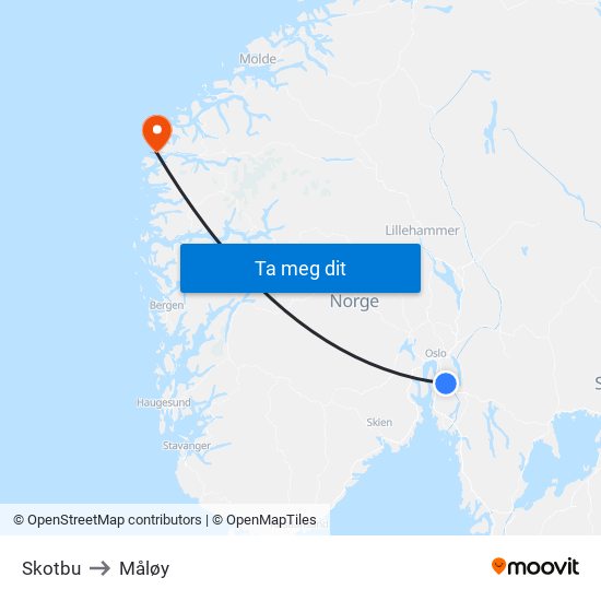 Skotbu to Måløy map