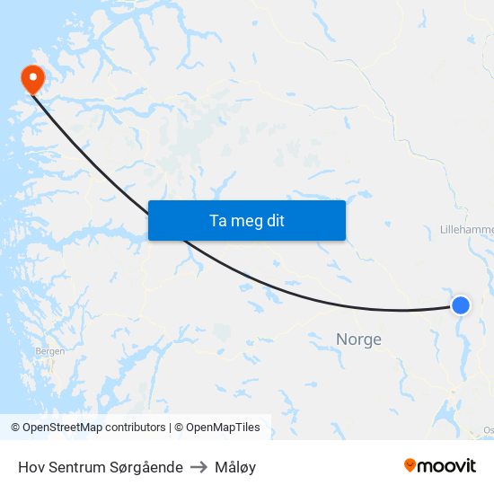 Hov Sentrum Sørgående to Måløy map
