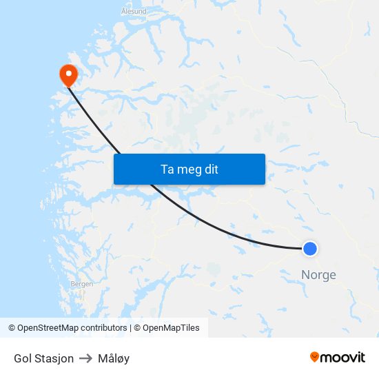 Gol Stasjon to Måløy map