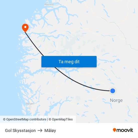 Gol Skysstasjon to Måløy map