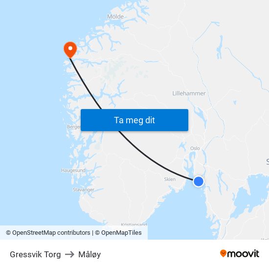 Gressvik Torg to Måløy map