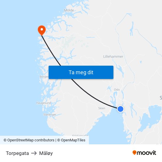 Torpegata to Måløy map