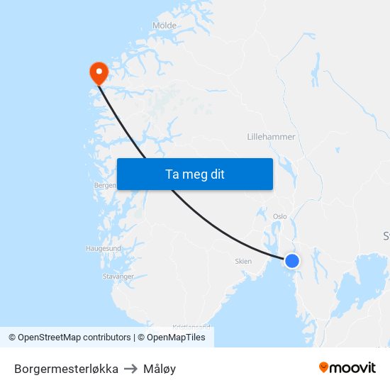 Borgermesterløkka to Måløy map