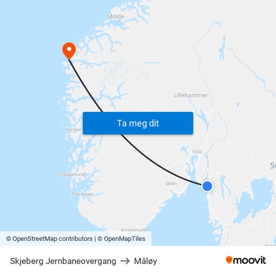 Skjeberg Jernbaneovergang to Måløy map
