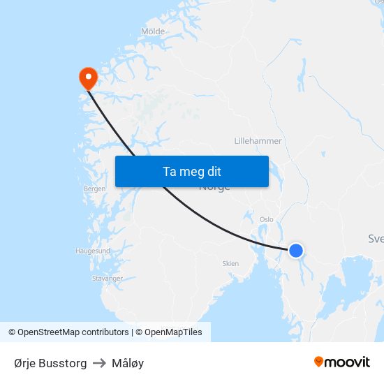 Ørje Busstorg to Måløy map