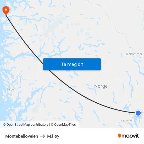 Montebelloveien to Måløy map