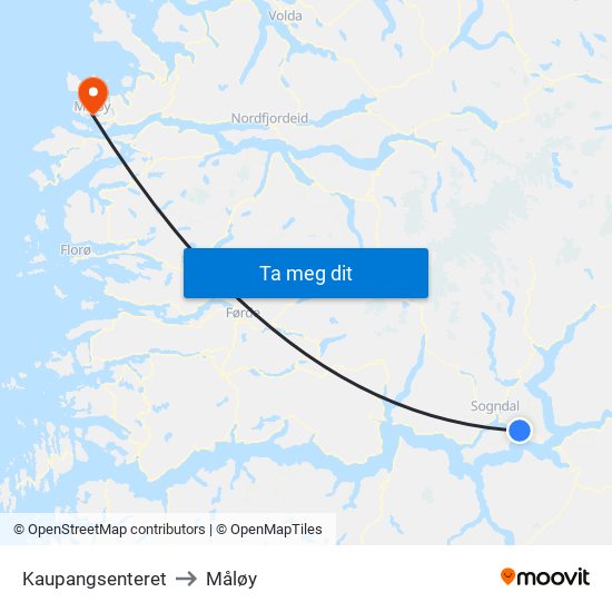 Kaupangsenteret to Måløy map