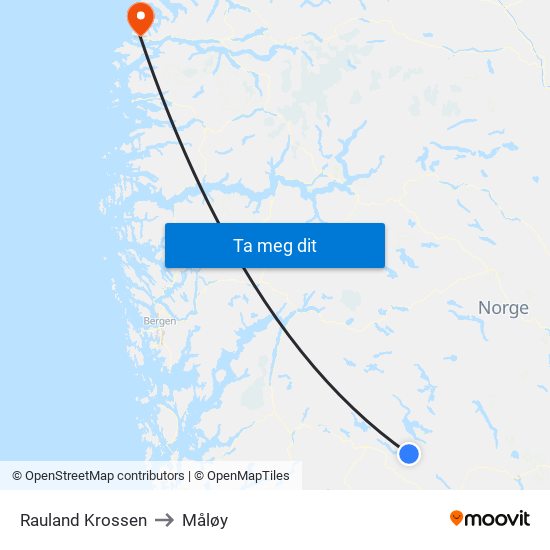 Rauland Krossen to Måløy map
