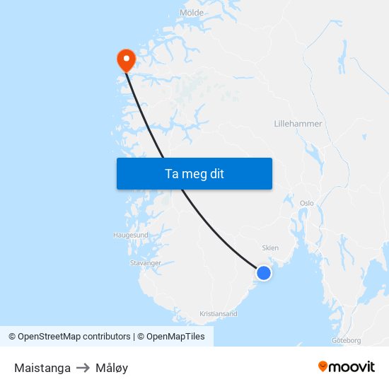 Maistanga to Måløy map