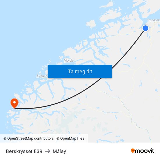 Børskrysset E39 to Måløy map