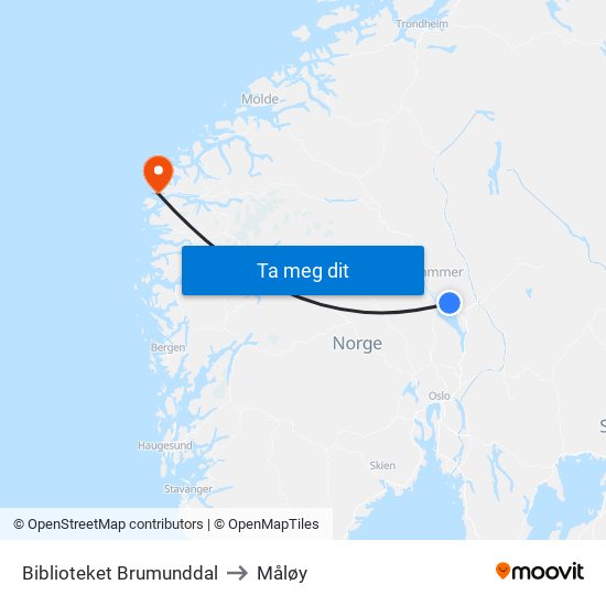 Biblioteket Brumunddal to Måløy map