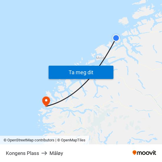 Kongens Plass to Måløy map