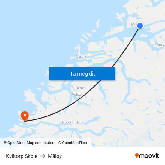 Kviltorp Skole to Måløy map