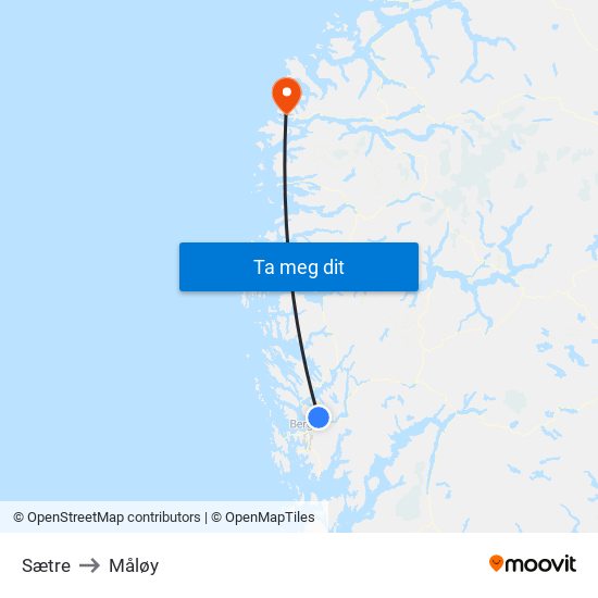 Sætre to Måløy map