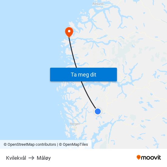 Kvilekvål to Måløy map