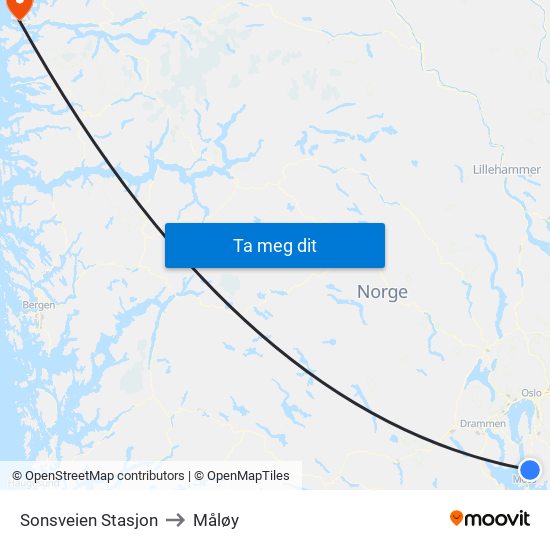 Sonsveien Stasjon to Måløy map