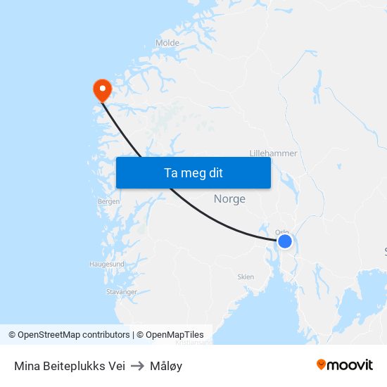 Mina Beiteplukks Vei to Måløy map