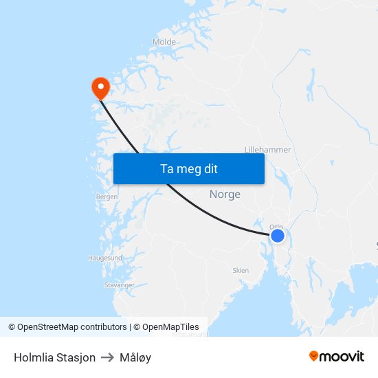 Holmlia Stasjon to Måløy map