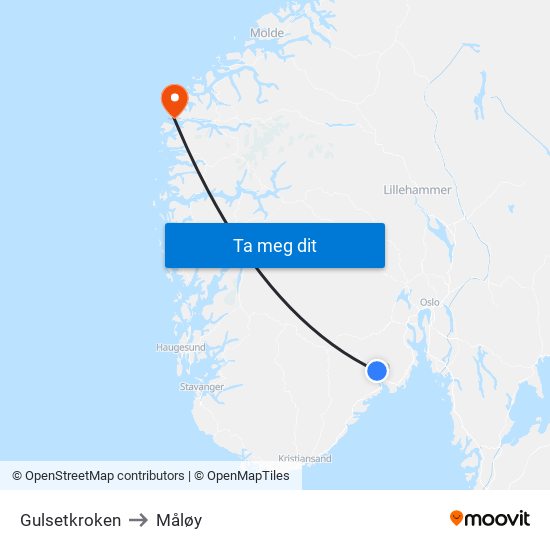 Gulsetkroken to Måløy map