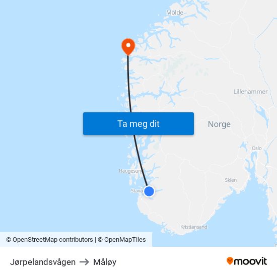Jørpelandsvågen to Måløy map