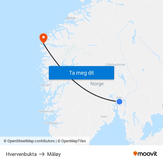 Hvervenbukta to Måløy map