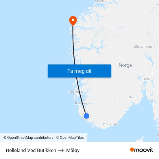 Helleland Ved Butikken to Måløy map