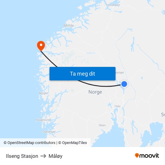 Ilseng Stasjon to Måløy map