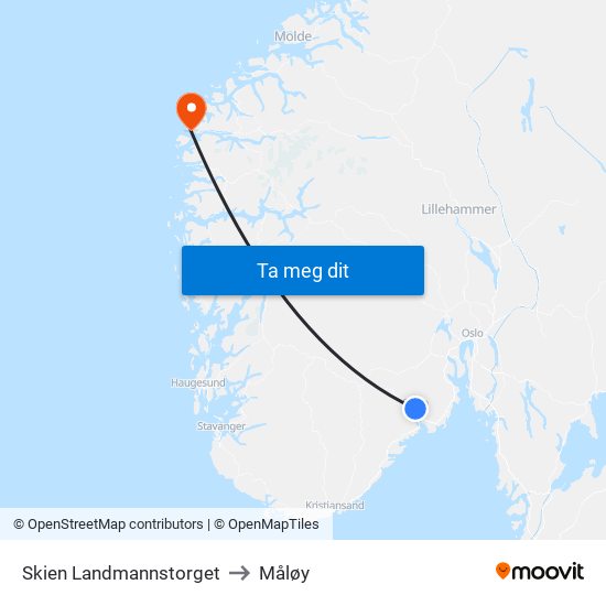 Skien Landmannstorget to Måløy map