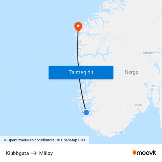 Klubbgata to Måløy map