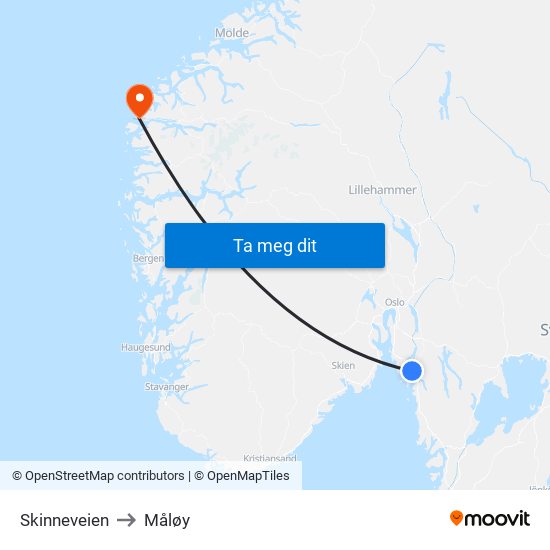 Skinneveien to Måløy map