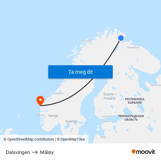 Dalsvingen to Måløy map