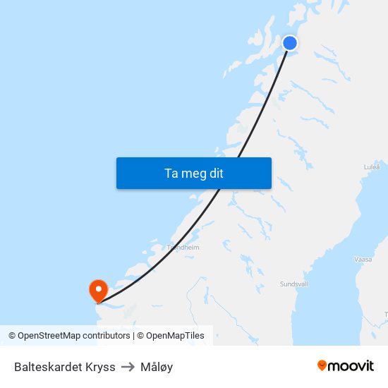 Balteskardet Kryss to Måløy map