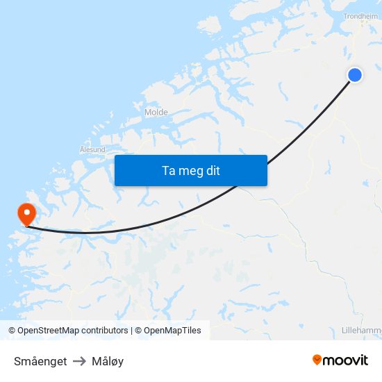 Småenget to Måløy map